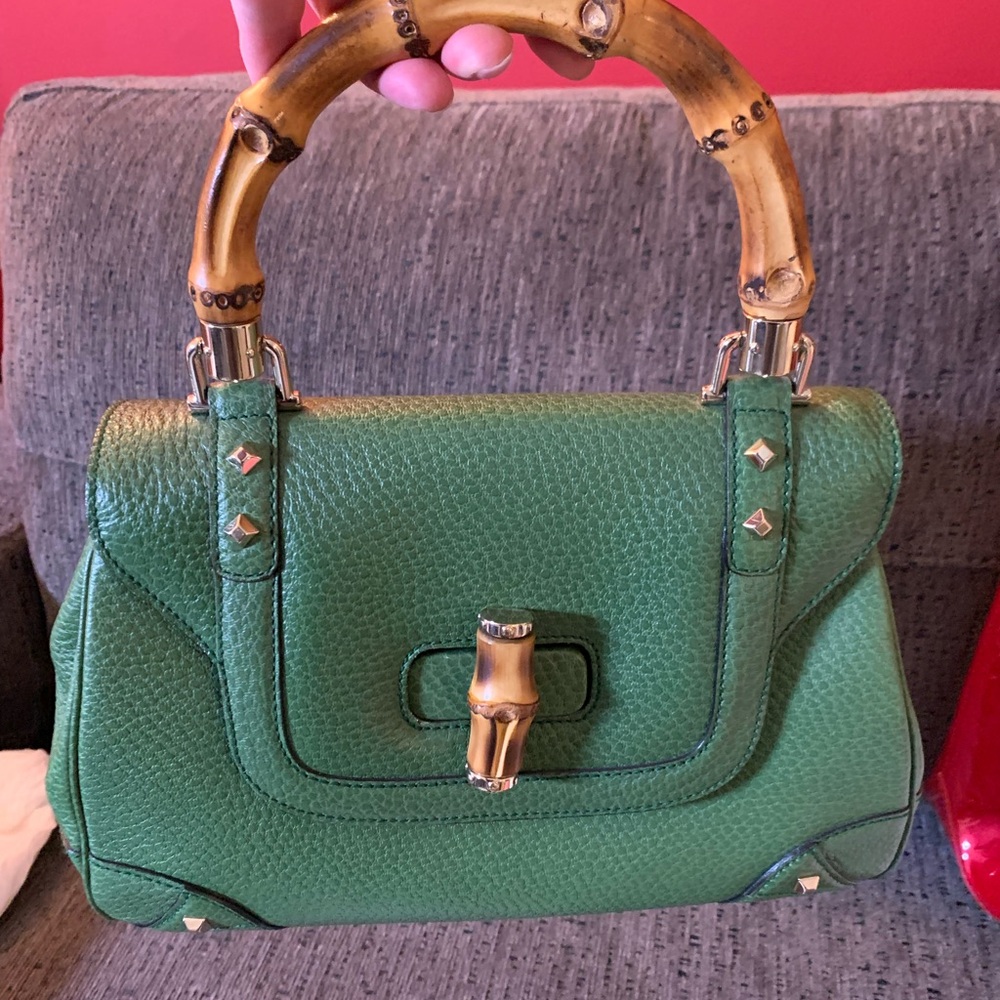 Gucci Green Satchel with Bamboo Handle